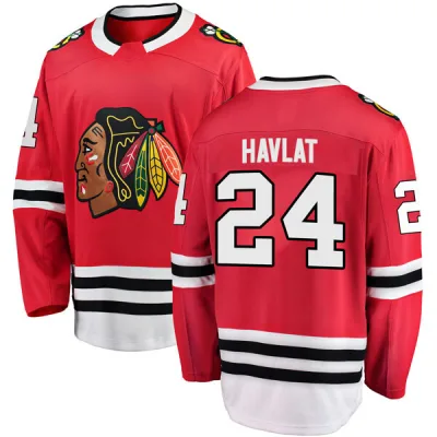 Men's Martin Havlat Chicago Blackhawks Red Home Jersey - Black Breakaway