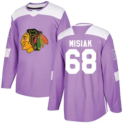 Men's Martin Misiak Chicago Blackhawks Fights Cancer Practice Jersey - Purple Authentic