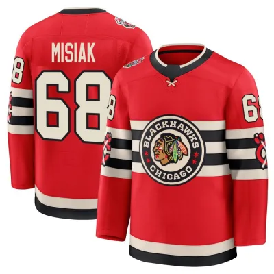 Men's Martin Misiak Chicago Blackhawks Red 2025 Winter Classic Jersey - Black Premium