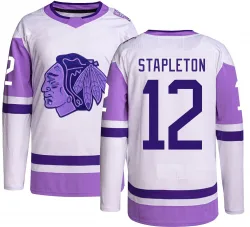 Men's Pat Stapleton Chicago Blackhawks Hockey Fights Cancer Jersey - Black Authentic