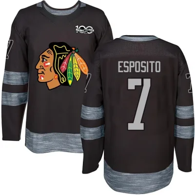 Men's Phil Esposito Chicago Blackhawks 1917-2017 100th Anniversary Jersey - Black Authentic