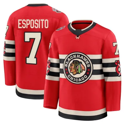 Men's Phil Esposito Chicago Blackhawks Red 2025 Winter Classic Jersey - Black Premium