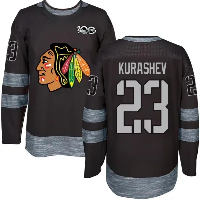 Men's Philipp Kurashev Chicago Blackhawks 1917-2017 100th Anniversary Jersey - Black Authentic