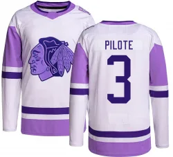 Men's Pierre Pilote Chicago Blackhawks Hockey Fights Cancer Jersey - Black Authentic