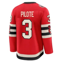 Men's Pierre Pilote Chicago Blackhawks Red 2025 Winter Classic Jersey - Black Premium