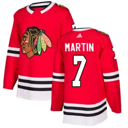 Men's Pit Martin Chicago Blackhawks Red Home Jersey - Black Authentic