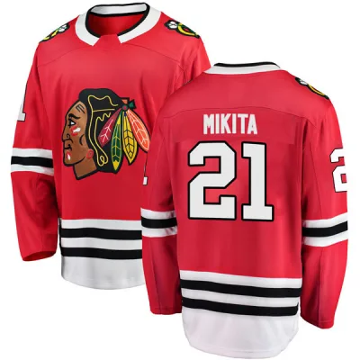 Men's Stan Mikita Chicago Blackhawks Red Home Jersey - Black Breakaway