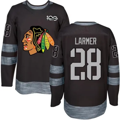 Men's Steve Larmer Chicago Blackhawks 1917-2017 100th Anniversary Jersey - Black Authentic