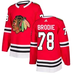 Men's TJ Brodie Chicago Blackhawks Red Home Jersey - Black Authentic