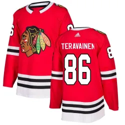 Men's Teuvo Teravainen Chicago Blackhawks Red Home Jersey - Black Authentic