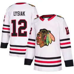 Men's Tom Lysiak Chicago Blackhawks Away Jersey - White Authentic