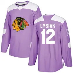 Men's Tom Lysiak Chicago Blackhawks Fights Cancer Practice Jersey - Purple Authentic