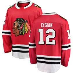 Men's Tom Lysiak Chicago Blackhawks Red Home Jersey - Black Breakaway