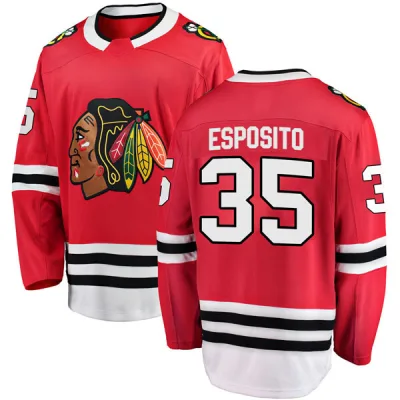 Men's Tony Esposito Chicago Blackhawks Red Home Jersey - Black Breakaway