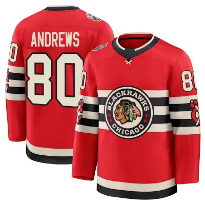 Men's Zach Andrews Chicago Blackhawks Red 2025 Winter Classic Jersey - Black Premium