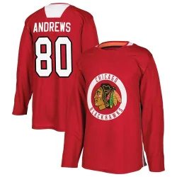 Men's Zach Andrews Chicago Blackhawks Red Home Practice Jersey - Black Authentic