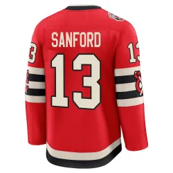 Men's Zach Sanford Chicago Blackhawks Red 2025 Winter Classic Jersey - Black Premium