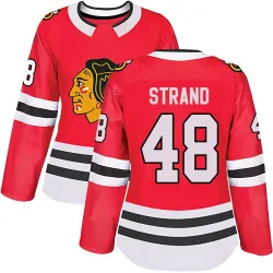 Women's Austin Strand Chicago Blackhawks Red Home Jersey - Black Authentic