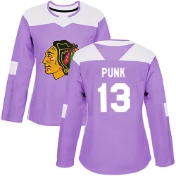 Women's CM Punk Chicago Blackhawks Fights Cancer Practice Jersey - Purple Authentic