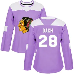 Women's Colton Dach Chicago Blackhawks Fights Cancer Practice Jersey - Purple Authentic