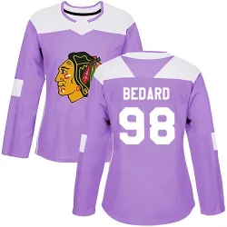 Women's Connor Bedard Chicago Blackhawks Fights Cancer Practice Jersey - Purple Authentic