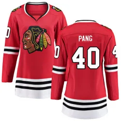 Women's Darren Pang Chicago Blackhawks Red Home Jersey - Black Breakaway