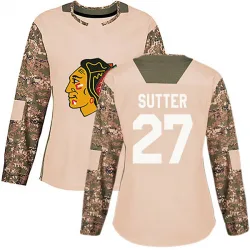 Women's Darryl Sutter Chicago Blackhawks Camo Veterans Day Practice Jersey - Black Authentic