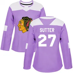 Women's Darryl Sutter Chicago Blackhawks Fights Cancer Practice Jersey - Purple Authentic