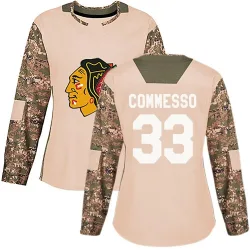 Women's Drew Commesso Chicago Blackhawks adidas Camo Veterans Day Practice Jersey - Black Authentic