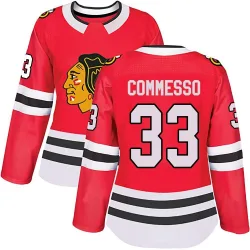 Women's Drew Commesso Chicago Blackhawks Red Home Jersey - Black Authentic