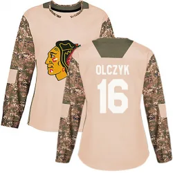 Women's Ed Olczyk Chicago Blackhawks Camo Veterans Day Practice Jersey - Black Authentic