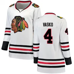 Women's Elmer Vasko Chicago Blackhawks Away Jersey - White Breakaway