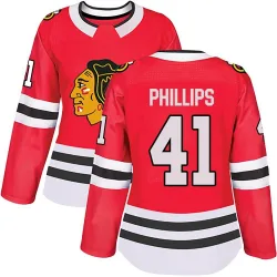 Women's Isaak Phillips Chicago Blackhawks Red Home Jersey - Black Authentic