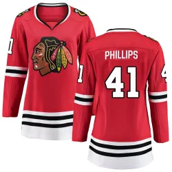 Women's Isaak Phillips Chicago Blackhawks Red Home Jersey - Black Breakaway