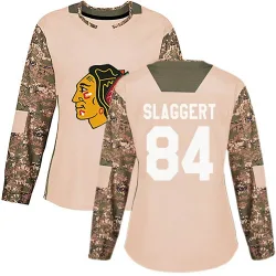 Women's Landon Slaggert Chicago Blackhawks adidas Camo Veterans Day Practice Jersey - Black Authentic