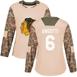 Women's Lou Angotti Chicago Blackhawks Camo Veterans Day Practice Jersey - Black Authentic