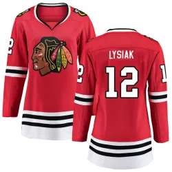 Women's Tom Lysiak Chicago Blackhawks Red Home Jersey - Black Breakaway