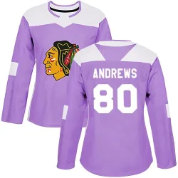 Women's Zach Andrews Chicago Blackhawks Fights Cancer Practice Jersey - Purple Authentic