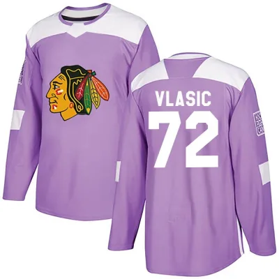 Youth Alex Vlasic Chicago Blackhawks Fights Cancer Practice Jersey - Purple Authentic