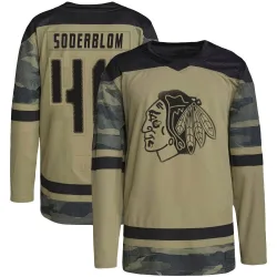 Youth Arvid Soderblom Chicago Blackhawks Camo Military Appreciation Practice Jersey - Black Authentic