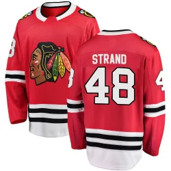 Youth Austin Strand Chicago Blackhawks Red Home Jersey - Black Breakaway