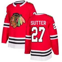 Youth Darryl Sutter Chicago Blackhawks Red Home Jersey - Black Authentic