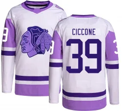 Youth Enrico Ciccone Chicago Blackhawks Hockey Fights Cancer Jersey - Black Authentic