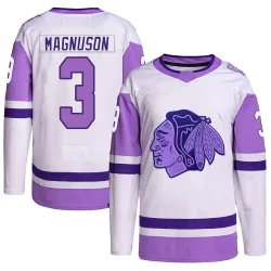 Youth Keith Magnuson Chicago Blackhawks Hockey Fights Cancer Primegreen Jersey - White/Purple Authentic