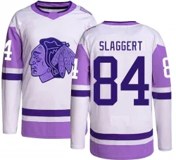 Youth Landon Slaggert Chicago Blackhawks Hockey Fights Cancer Jersey - Black Authentic