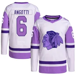 Youth Lou Angotti Chicago Blackhawks Hockey Fights Cancer Primegreen Jersey - White/Purple Authentic