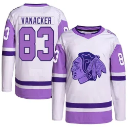 Youth Marek Vanacker Chicago Blackhawks Hockey Fights Cancer Primegreen Jersey - White/Purple Authentic