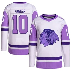 Youth Patrick Sharp Chicago Blackhawks Hockey Fights Cancer Primegreen Jersey - White/Purple Authentic