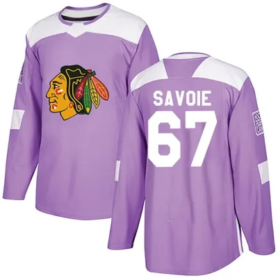 Youth Samuel Savoie Chicago Blackhawks Fights Cancer Practice Jersey - Purple Authentic