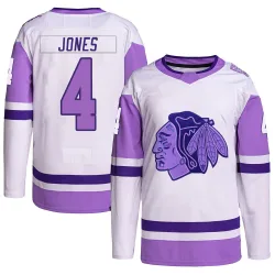 Youth Seth Jones Chicago Blackhawks Hockey Fights Cancer Primegreen Jersey - White/Purple Authentic